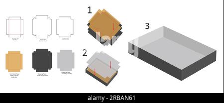 Rigid tray box, rigid inner box, luxury box 3D vector design Stock Vector