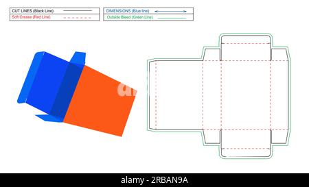 Straight Tuck End box product box, resizeable box die line template and vector 3D render. Stock Vector