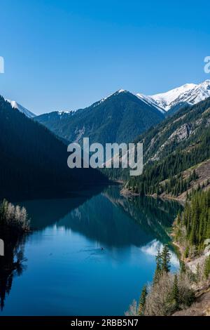 Lower Kolsai lake, Kolsay Lakes National Park, Tian Shan mountains, Kazakhstan Stock Photo