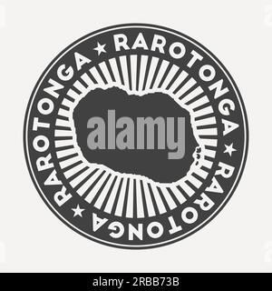 Cursive Rarotonga Rarotonga round stamp. Round logo with island map and title. Stylish ...