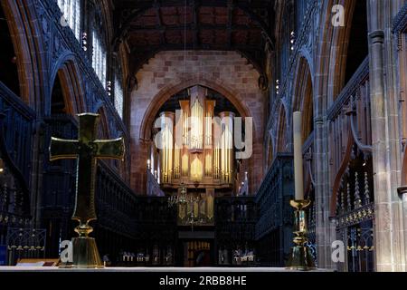 Interior View, Organ, Manchester Cathedral, Noma, Manchester, England, United Kingdom Stock Photo