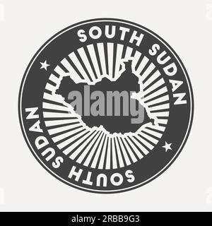 South Sudan round logo. Vintage travel badge with the circular name and map of country, vector illustration. Can be used as insignia, logotype, label, Stock Vector