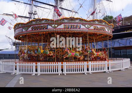 London, UK: a Merry-go-round carusel in Greenwich village Stock Photo