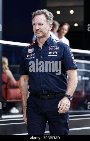 HORNER Christian (gbr), Team Principal of Red Bull Racing, portrait during the 2023 Formula 1 Aramco British Grand Prix, 10th round of the 2023 Formula One World Championship from July 7 to 9, 2023 on the Silverstone Circuit, in Silverstone, United Kingdom Stock Photo