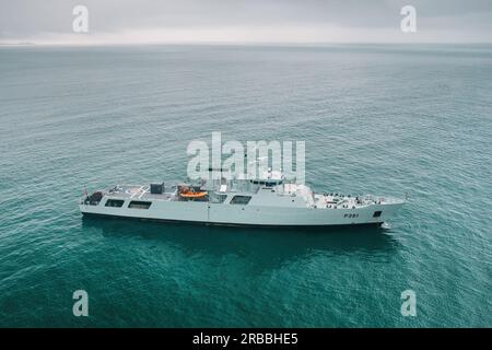 Portuguese Navy patrol boat NRP Oríon (P1156) at Lisbon Naval Base, in ...