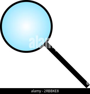 Magnifying glass in black color with blue lens Vector illustration Stock Vector