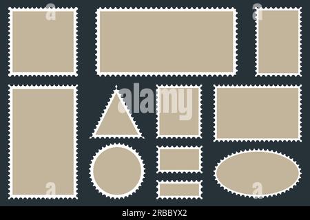 Blank postage stamps, vector templates for your images and text. Postage  stamps on a dark background. Vector illustration Stock Vector Image & Art -  Alamy