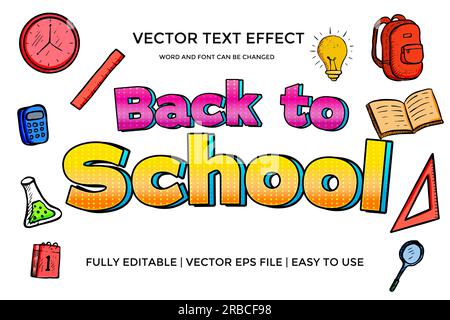 colorful vector text effect back to school fully editable Stock Vector