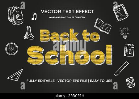 vector text effect back to school fully editable easy to use Stock Vector
