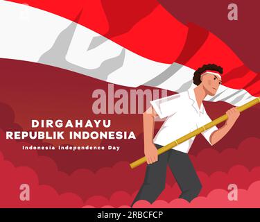 dirgahayu republik indonesia, independence day of indonesia illustration Stock Vector
