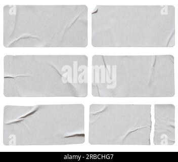 Set of paper rectangular stickers on white background with clipping path Stock Photo