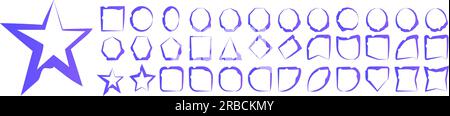 Cet Vector contour frame design elements with uneven abstract texture gradient Violet blue color Stock Vector