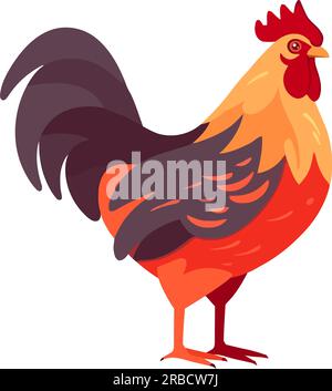 Cute rooster standing, crowing loudly Stock Vector
