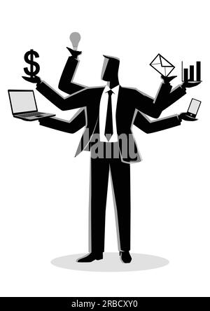 Business concept vector illustration for multitasking Stock Vector