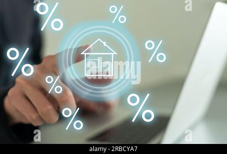 View of a Home button of a technology interface surrounded by application - technology app concept Stock Photo