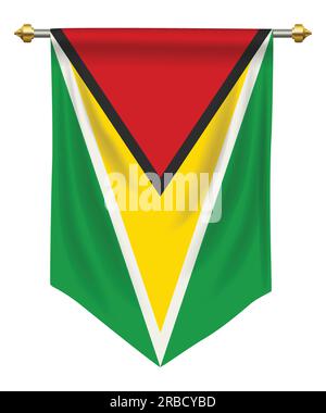 Guyana flag or pennant isolated on white Stock Vector