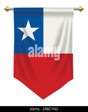Chile flag or pennant isolated on white Stock Vector