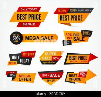 Retail sale tags price and one label Royalty Free Vector