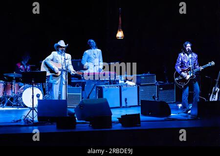 Dwight Yoakam and his band performing live concert at the Capitol Theatre in Sydney, Australia. Stock Photo