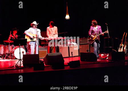 Dwight Yoakam and his band performing live concert at the Capitol Theatre in Sydney, Australia. Stock Photo