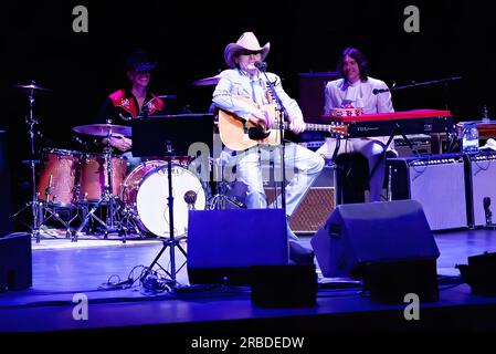 Dwight Yoakam and his band performing live concert at the Capitol Theatre in Sydney, Australia. Stock Photo