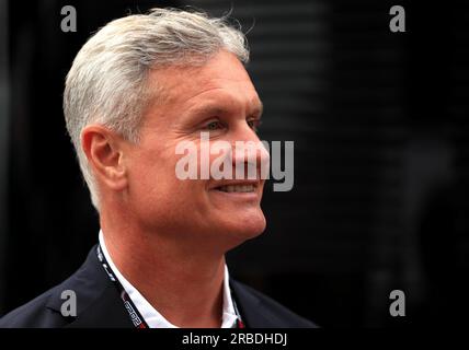 Former racing driver David Coulthard arriving during the British Grand Prix 2023 at Silverstone, Towcester. Picture date: Sunday July 9, 2023. Stock Photo