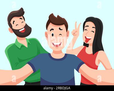 People group selfie friendly guy makes Royalty Free Vector