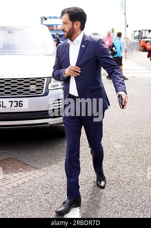 FIA President Mohammed ben Sulayem arriving ahead of the British Grand Prix 2023 at Silverstone, Towcester. Picture date: Sunday July 9, 2023. Stock Photo