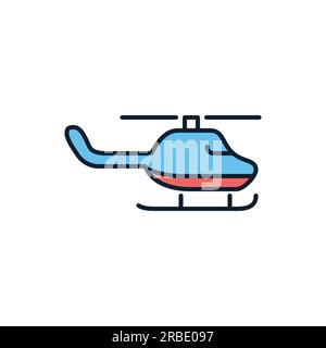 Helicopter related vector line icon. Isolated on white background. Vector illustration. Editable stroke Stock Vector