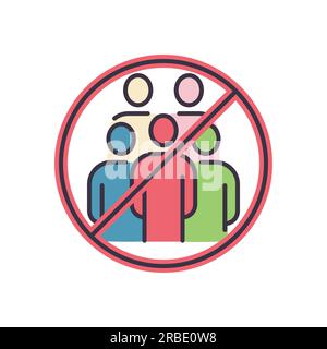 Avoid crowded places related vector icon. Group of people in prohibition sign. Isolated on white background. Editable vector illustration Stock Vector