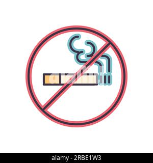 No smoking prohibition sign related vector icon. Prohibition Sign Cigarette. Isolated on white background. Editable vector illustration Stock Vector