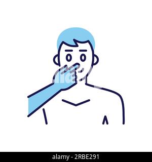 Avoid face touch related vector icon. Man touches face with finger. Avoid face sign. Isolated on white background. Editable vector illustration Stock Vector