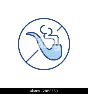 No Smoking related vector line icon. Prohibition sign, pipe, smoke. Isolated on white background. Vector illustration. Editable stroke Stock Vector