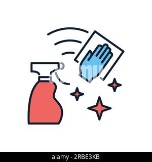 Cleaning related vector icon. Disinfectant Spray and Hand with a Wipe ...