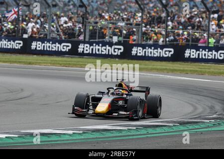 11 IWASA Ayumu (jpn), DAMS, Dallara F2, action during the 8th round of the 2023 FIA Formula 2 Championship from July 7 to 9, 2023 on the Silverstone Circuit, in Silverstone, United Kingdom Stock Photo