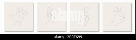 Set of drawn hand gestures. Human arms in outline style. Isolated drawing signs. Vector illustration Stock Vector