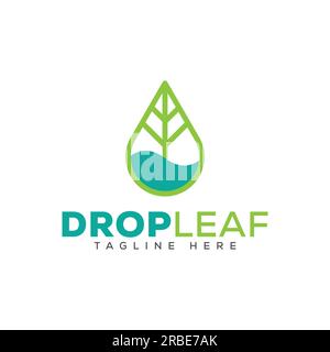eps10 vector water or drop leaf logo design template. fresh water symbol isolated on white background Stock Vector