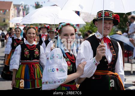 Crostwitz, Germany. 09th July, 2023. Dance groups take part in the ...