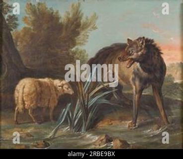 The wolf and the lamb by Jean-Baptiste Oudry Stock Photo