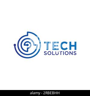 eps10 vector technology connection or solutions logo design template isolated on white background. data science or cyber security icon isolated on whi Stock Vector