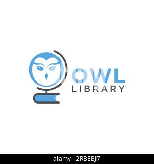 eps10 vector owl library or book logo design template isolated on white background Stock Vector