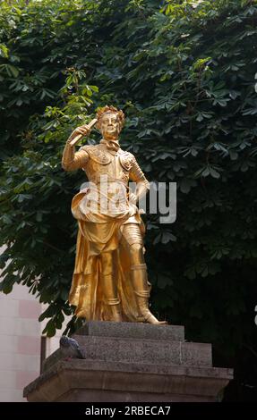 Statue of King George II, Royal Square, St. Helier, Jersey, Channel Islands Stock Photo