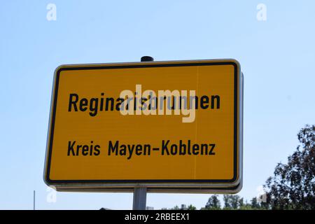 Town Sign Reginarisbrunnen Stock Photo