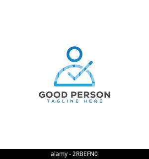 eps10 vector good person logo with checkmark isolated on white background Stock Vector