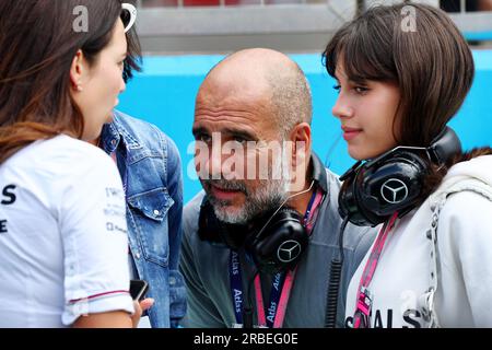 Silverstone, UK. 09th July, 2023. Pep Guardiola (ESP) Manchester City Football Manager on the grid. 09.07.2023. Formula 1 World Championship, Rd 11, British Grand Prix, Silverstone, England, Race Day. Photo credit should read: XPB/Press Association Images. Credit: XPB Images Ltd/Alamy Live News Stock Photo