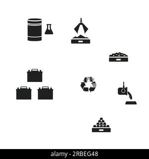 Lead-acid car battery recycling icons. Stock Vector