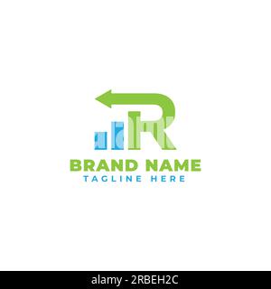 eps10 vector initial letter r growing graph bar logo design template isolated on white background Stock Vector