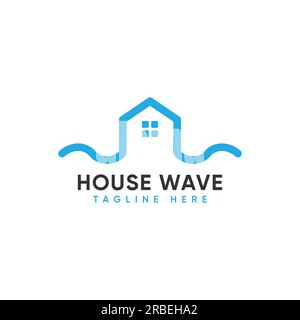 eps10 vector house wave logo design template isolated on white background Stock Vector
