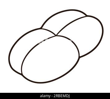 Marraqueta, traditional Chilean bread drawing. Simple black and white line icon, vector illustration. Stock Vector