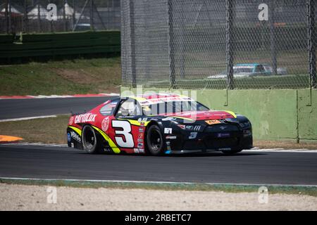 Vallelunga circuit, Rome, Italy July 9 2023 - Nascar Whelen Euro Series, EnPro RACE TWO. Paul Jouffreau (FRA) in action on racetrack. Photo Credit: Fabio Pagani/Alamy Live News Stock Photo